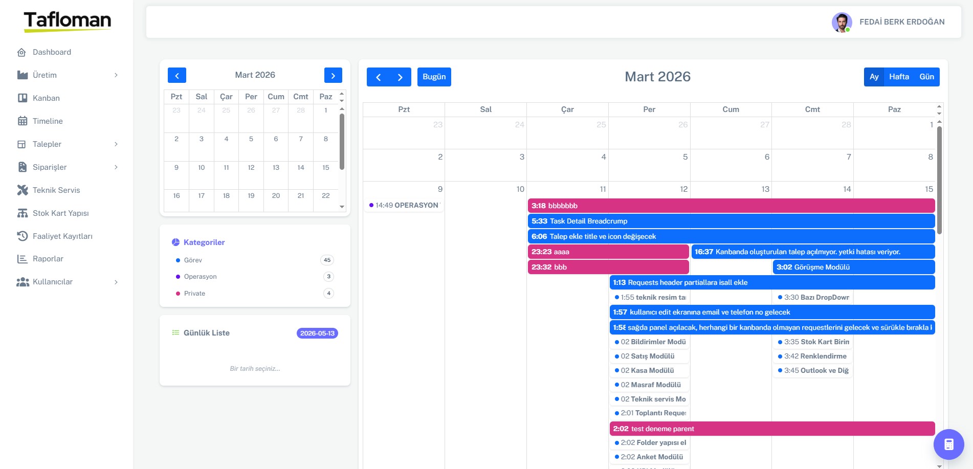 Timeline Planlama